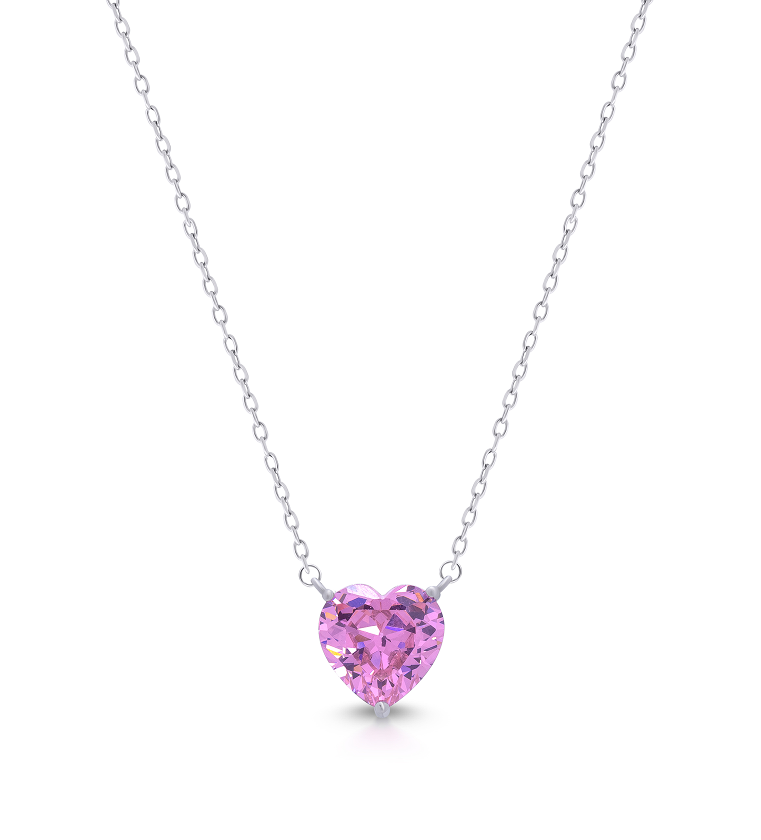 pink heart crystal chain