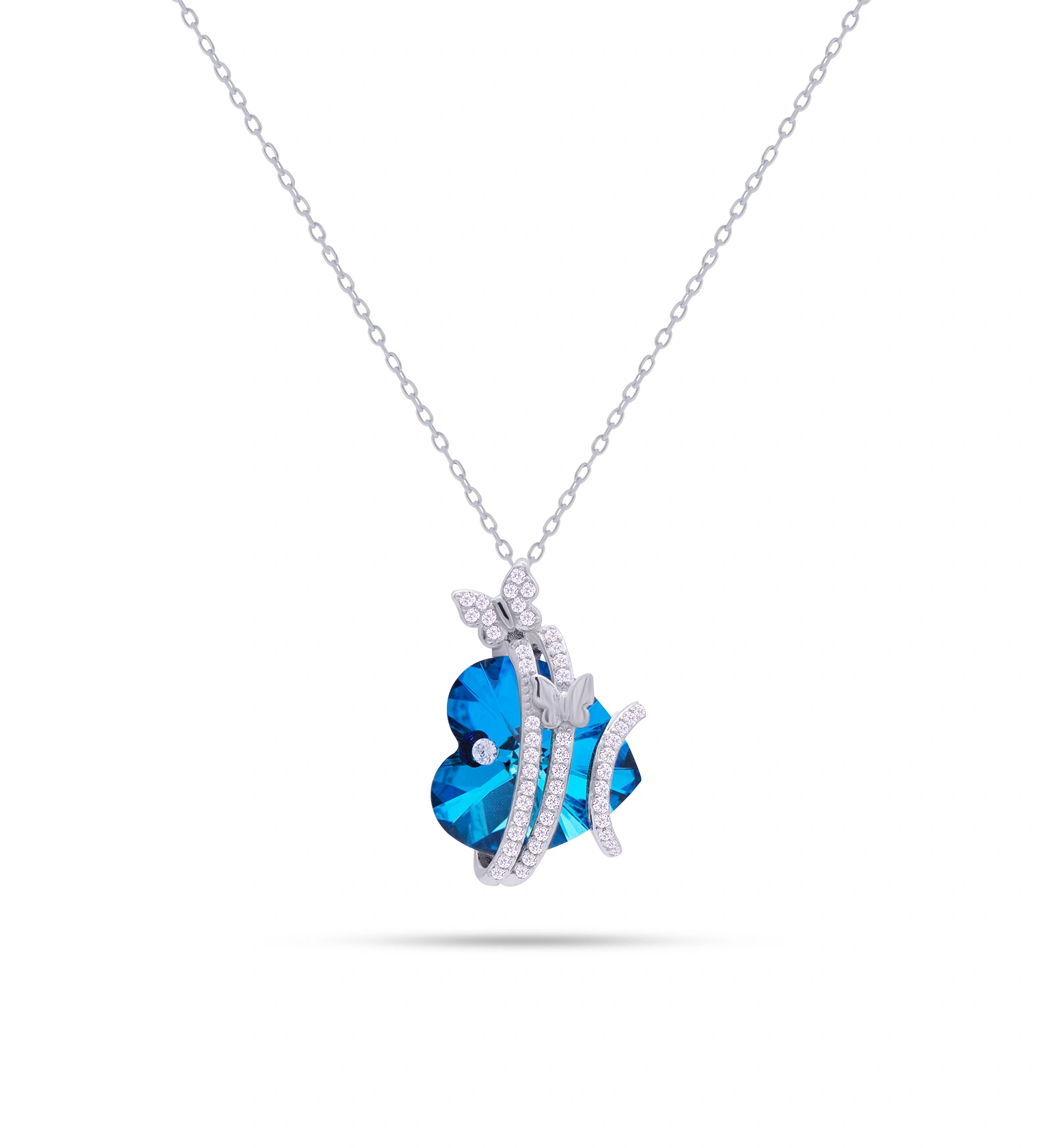 Butterfly Blue Heart Chain