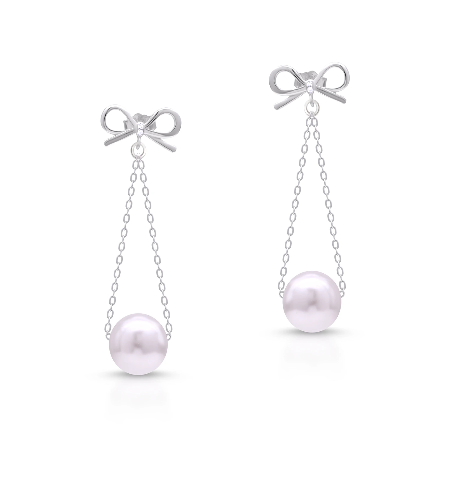 Pearl Bow Drop Earrings