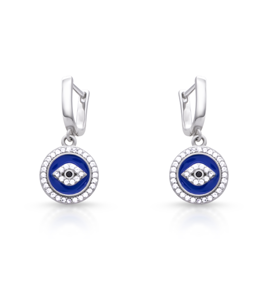 Blue Round Natural Pearl Earrings